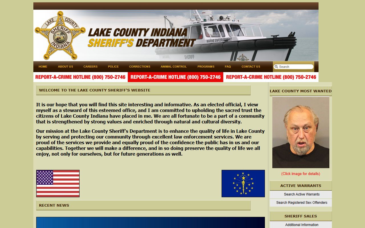 Lake County Sheriff website for Crown Point booking releases