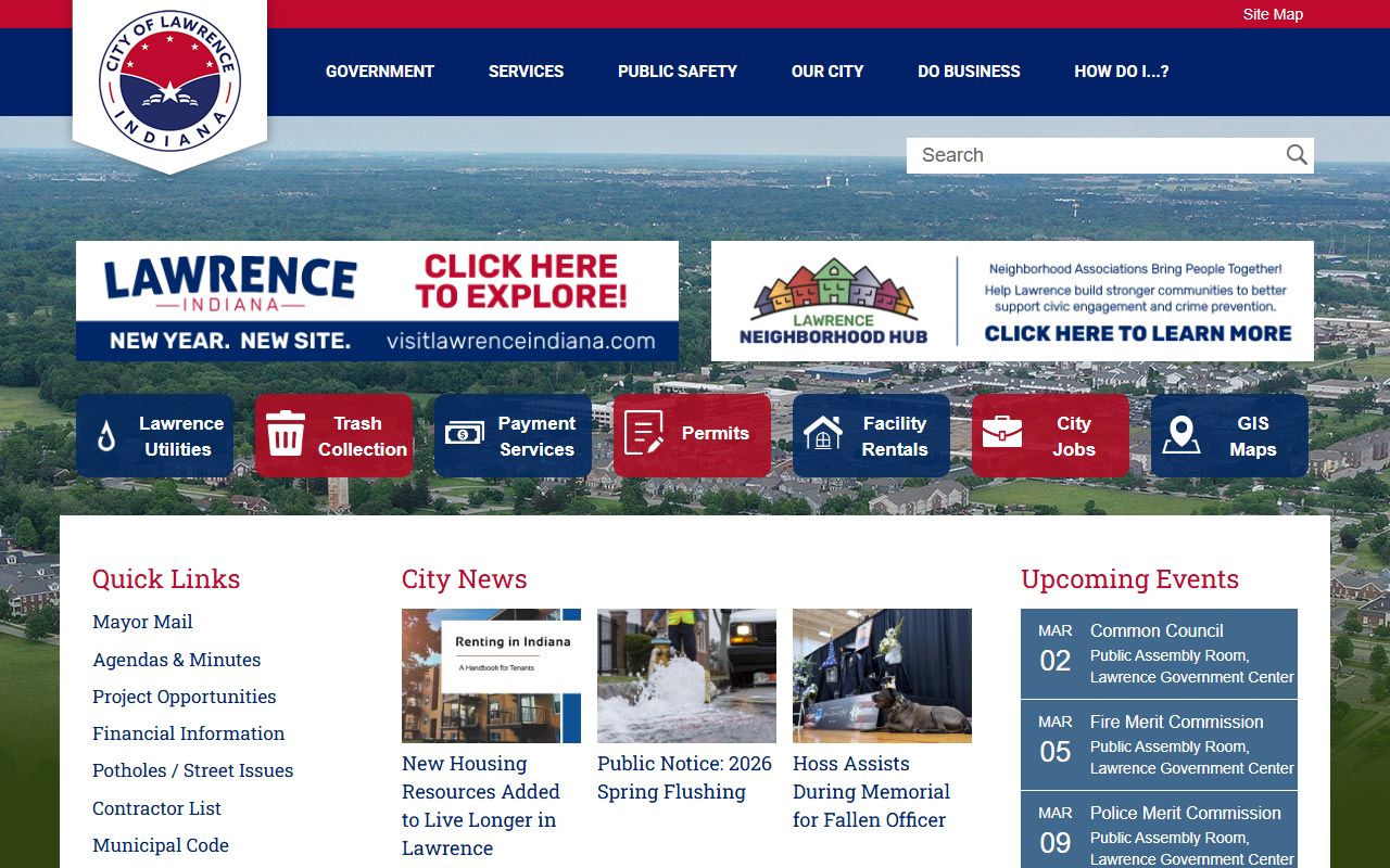 Lawrence city government website for Lawrence booking releases