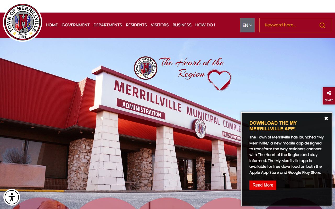 Merrillville town government website for Merrillville booking releases