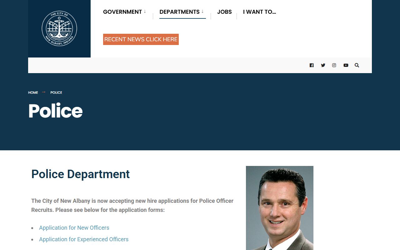 New Albany Police Department page for New Albany booking releases