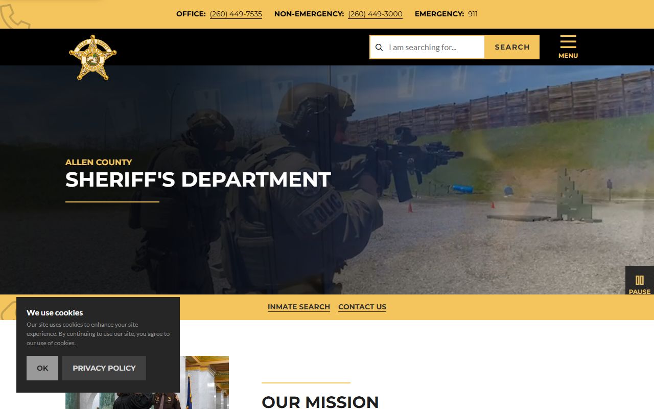 Allen County sheriff homepage for Allen County booking releases