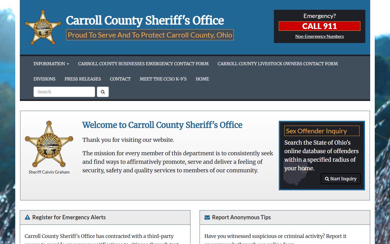 Carroll County sheriff office website for Carroll County booking releases
