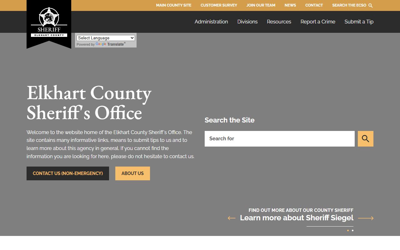 Elkhart County sheriff homepage for Elkhart County booking releases