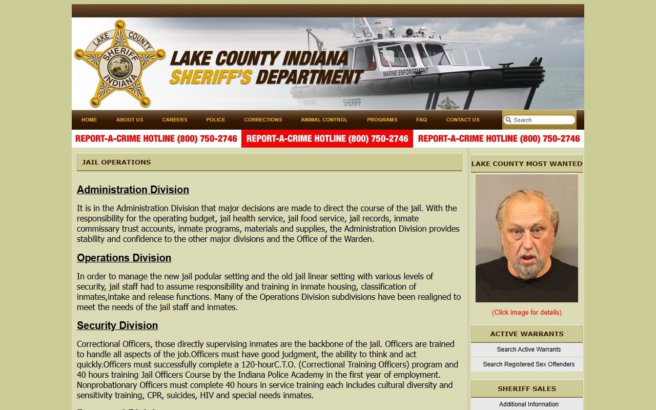 lake county jail operations page for lake county booking releases