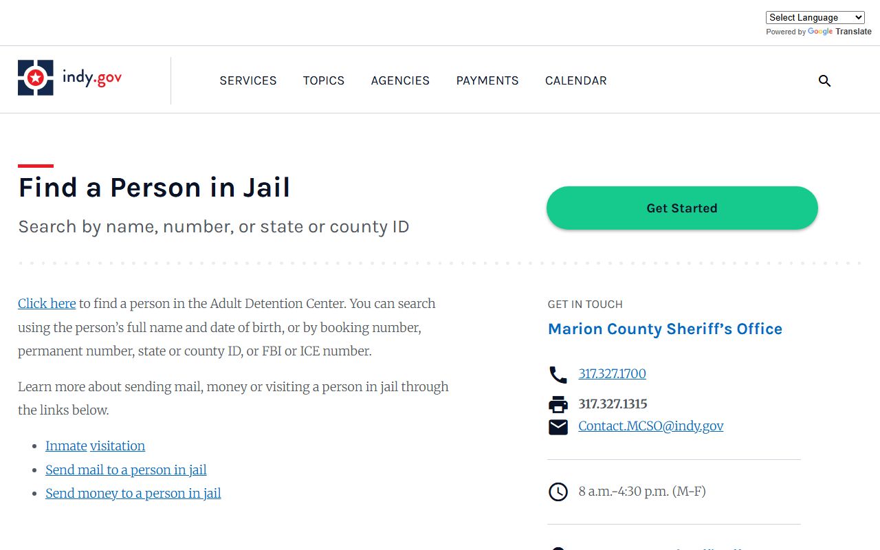 marion county jail information page for marion county booking releases