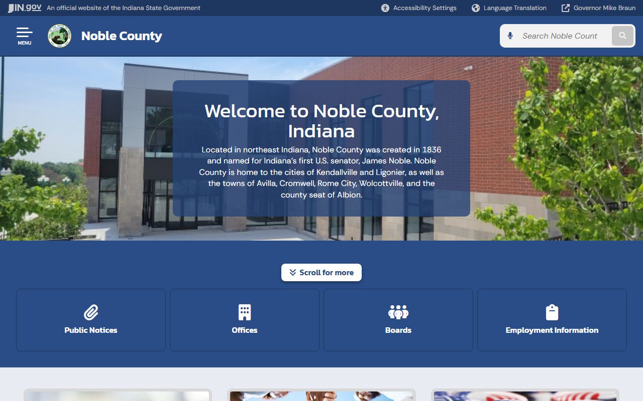 noble county government website for noble county booking releases