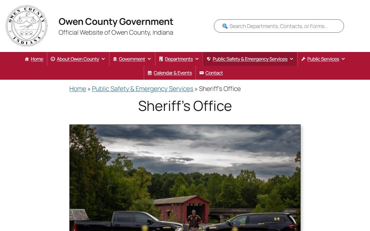 owen county sheriff department page for owen county booking releases