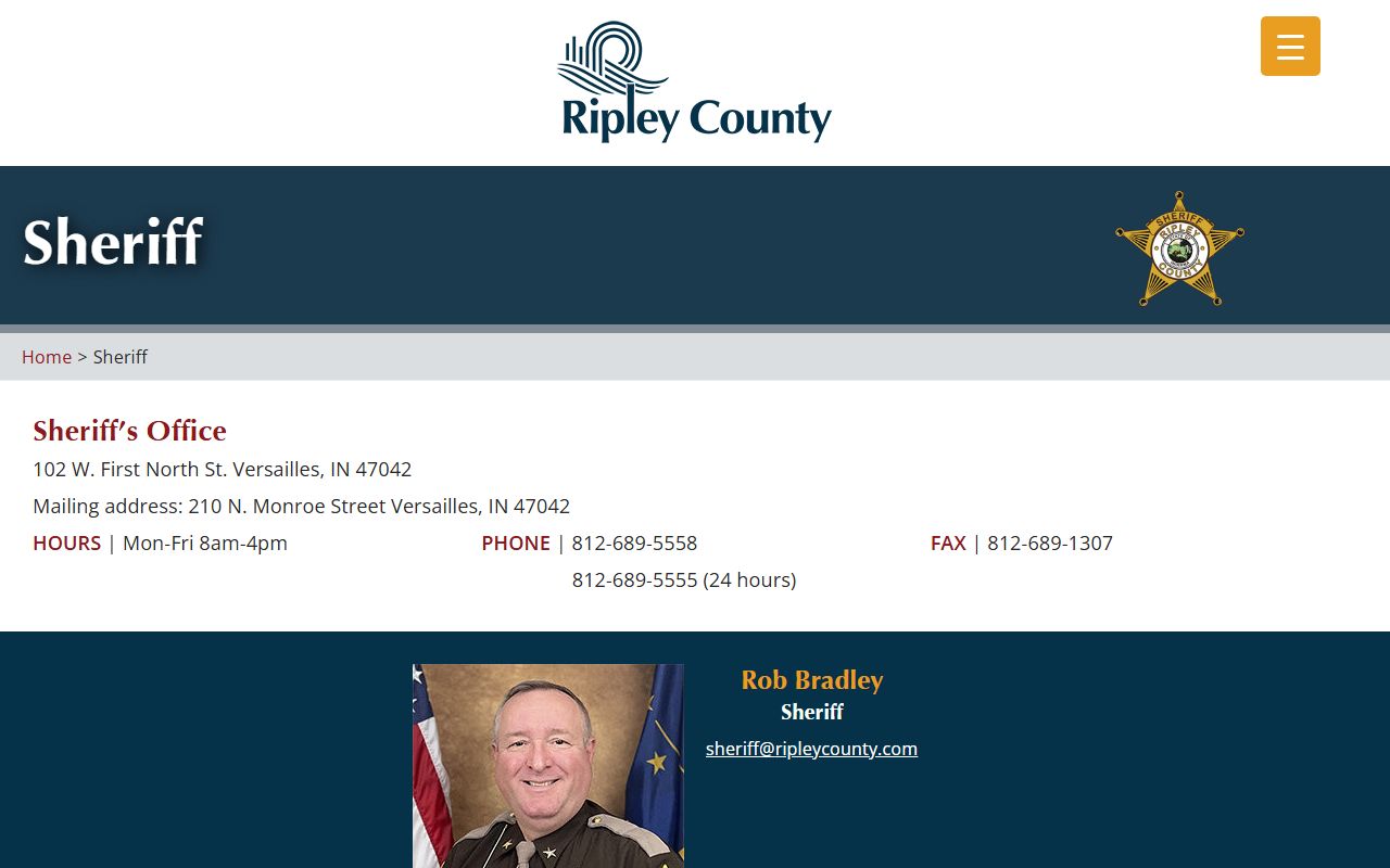 ripley county sheriff department page for ripley county booking releases