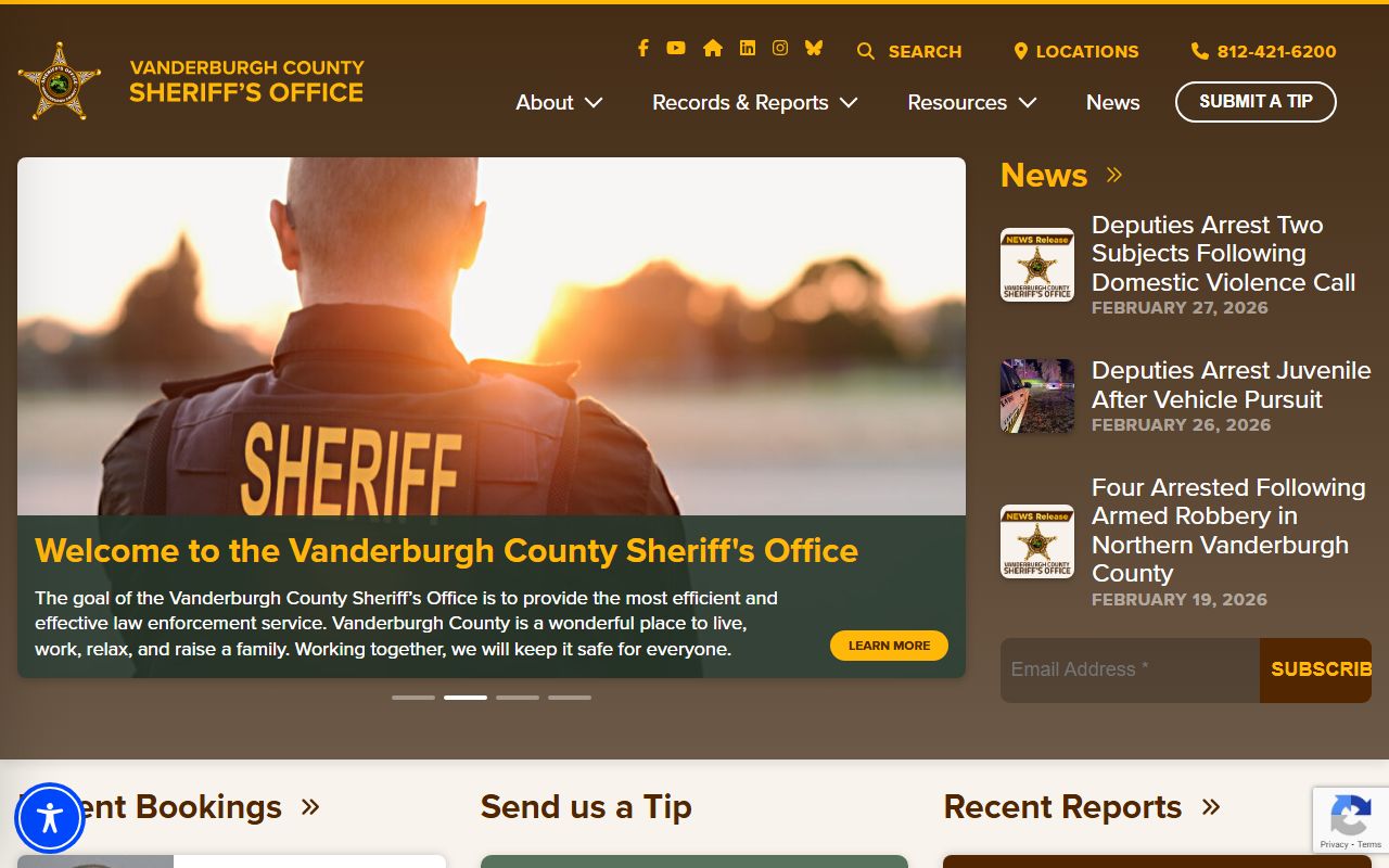 vanderburgh county sheriff homepage for vanderburgh county booking releases