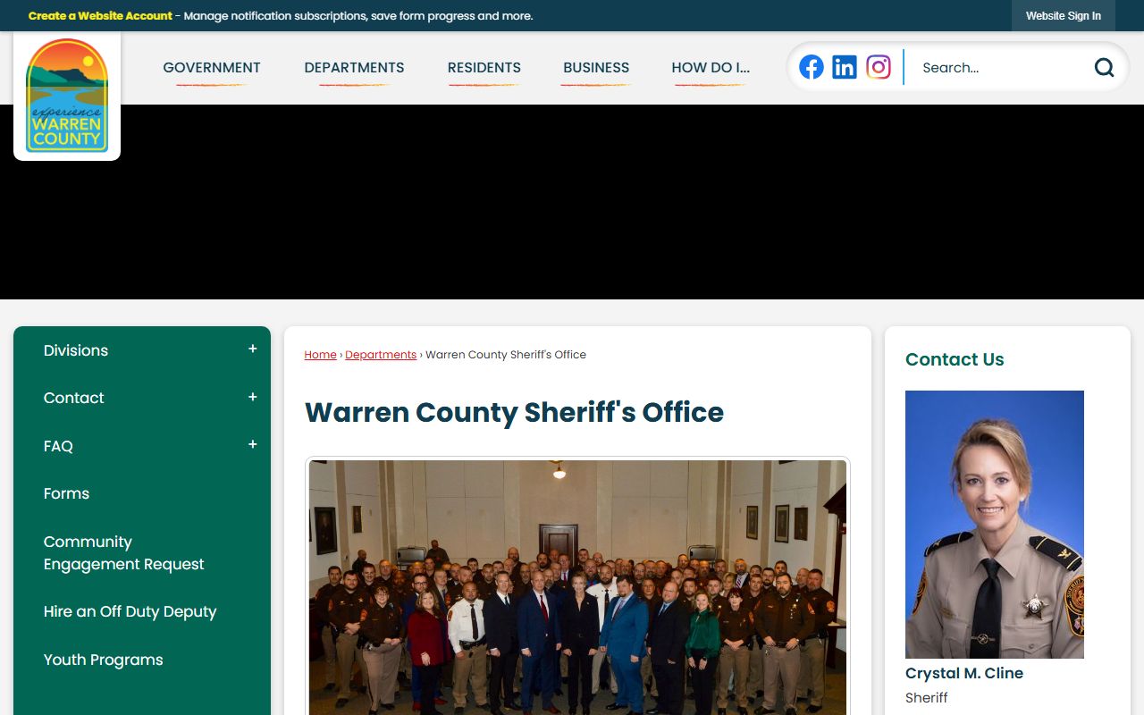 warren county sheriff office website for warren county booking releases